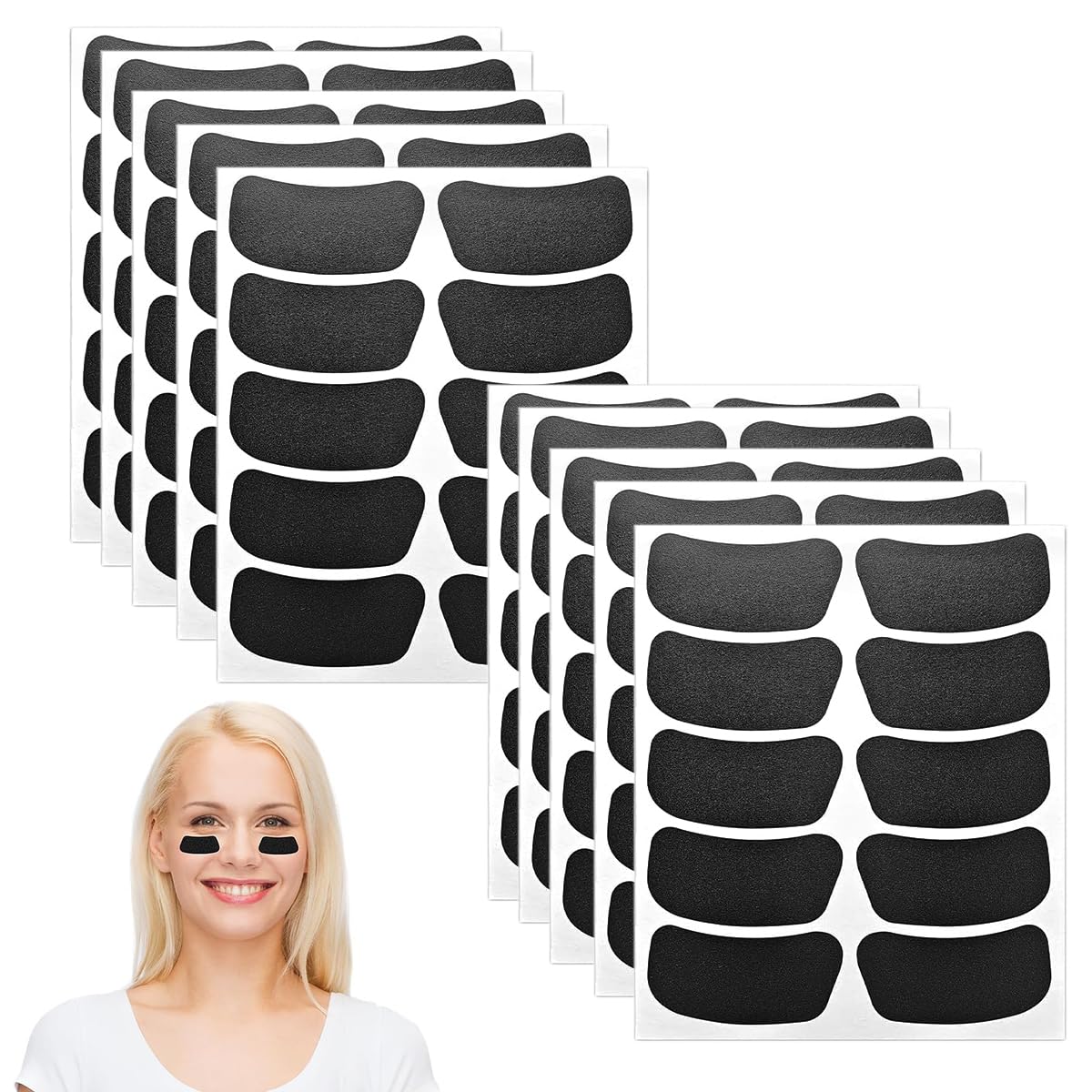 MAYCREATE 100Pcs Writable Black Sticker for Face Kitchen Reusable PVC Marker Stickers for Jars Self Adhesive Stickers Under Eye Strip Stickers for Sports Event, 4.5x1.8cm Per One MAYCREATE 100Pcs Writable Black Sticker for Face Kitchen Reusable PVC Marker Stickers for Jars Self Adhesive Stickers Under Eye Strip Stickers for Sports Event, 4.5x1.8cm Per One